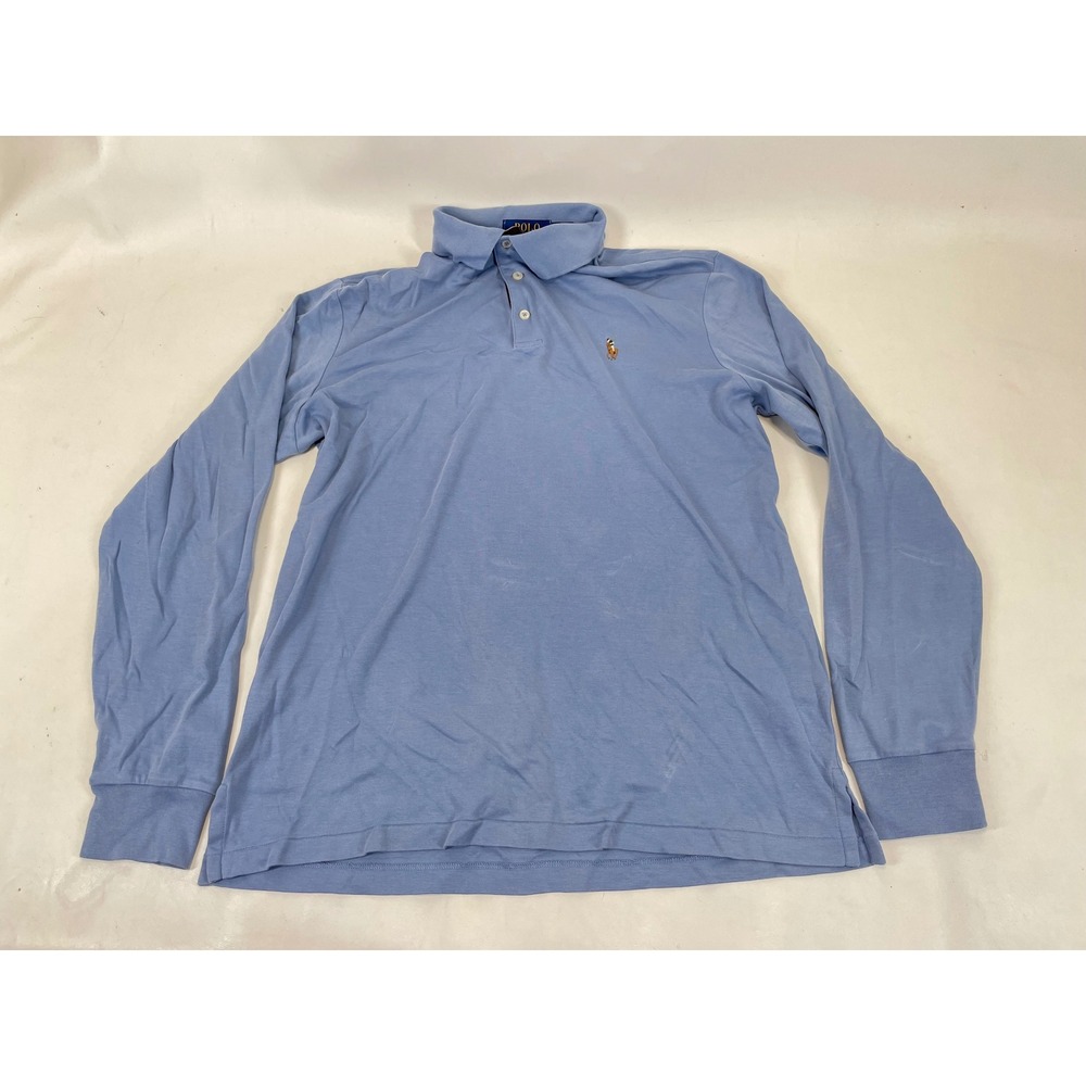 Polo Ralph Lauren Mens Classic Fit Long Sleeve Polo Shirt Light Blue Medium